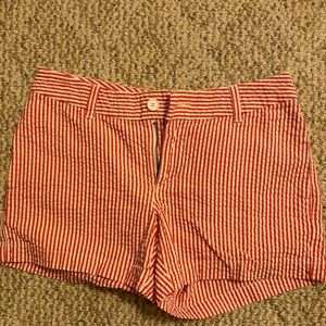 Red pinstriped shorts